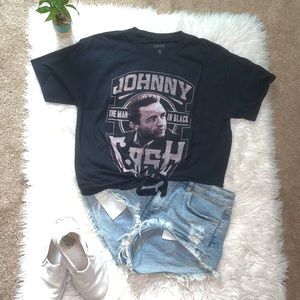 Cropped and tied Johnny Cash Tee